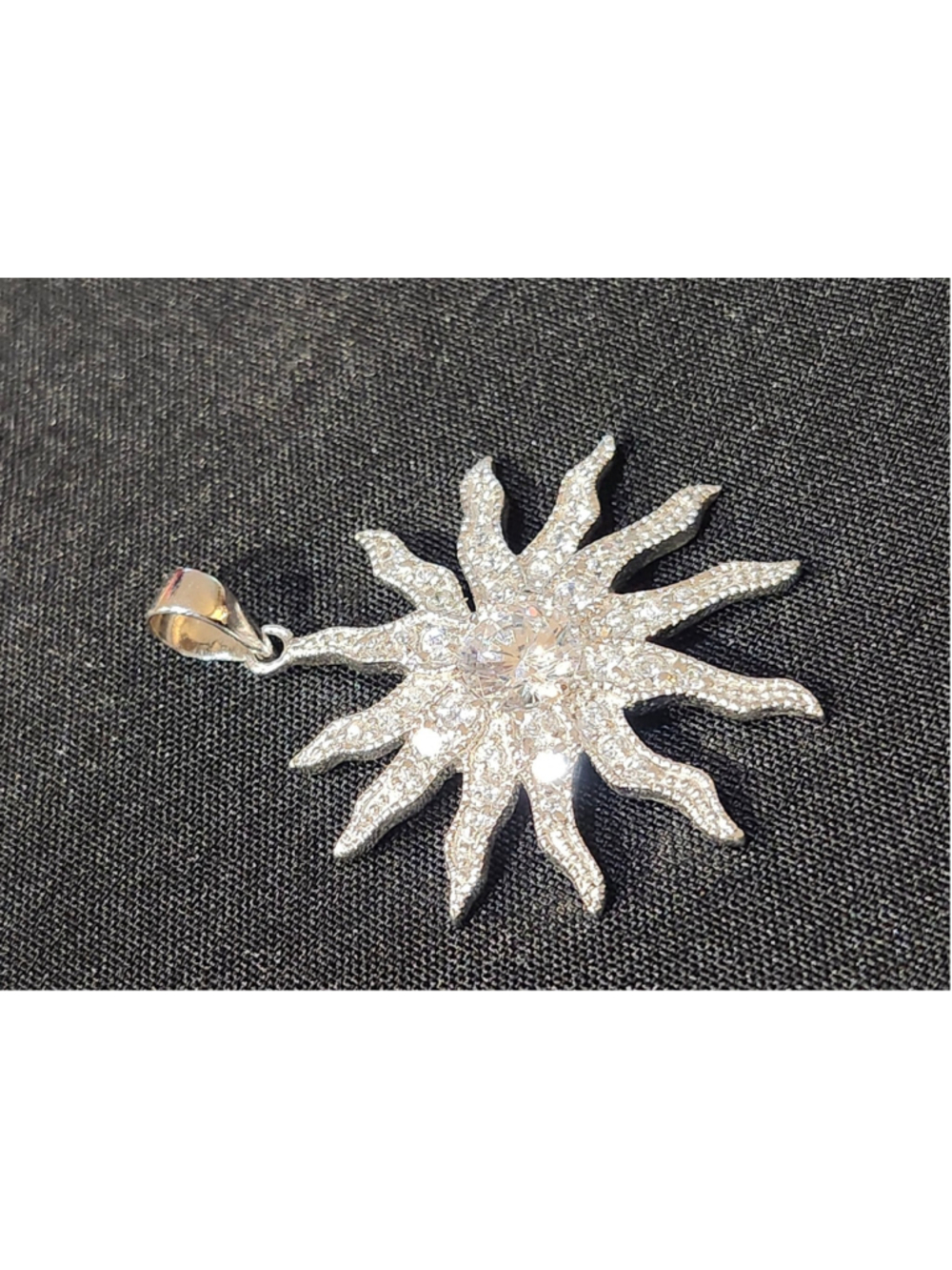 Sparkling Sun Pendant Necklace Charm 925 Rhinestone
